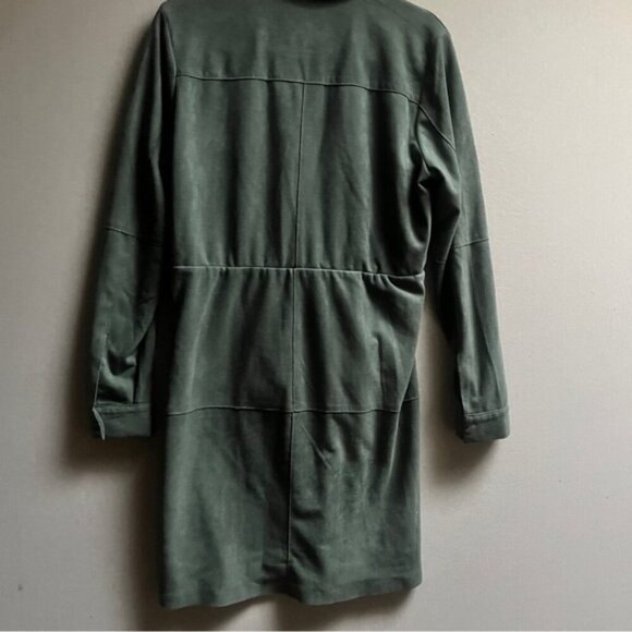 Sandwich brushed velvet suede snap button collar dress Sz M - Picture 2 of 12